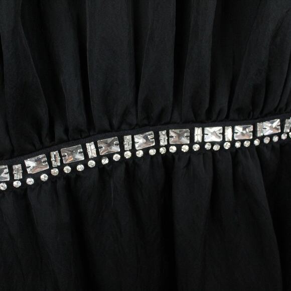 Sandro Dress 38 6 Crystal Embellished Crinkled Satin Twill Midi Party Luxury - Picture 6 of 14